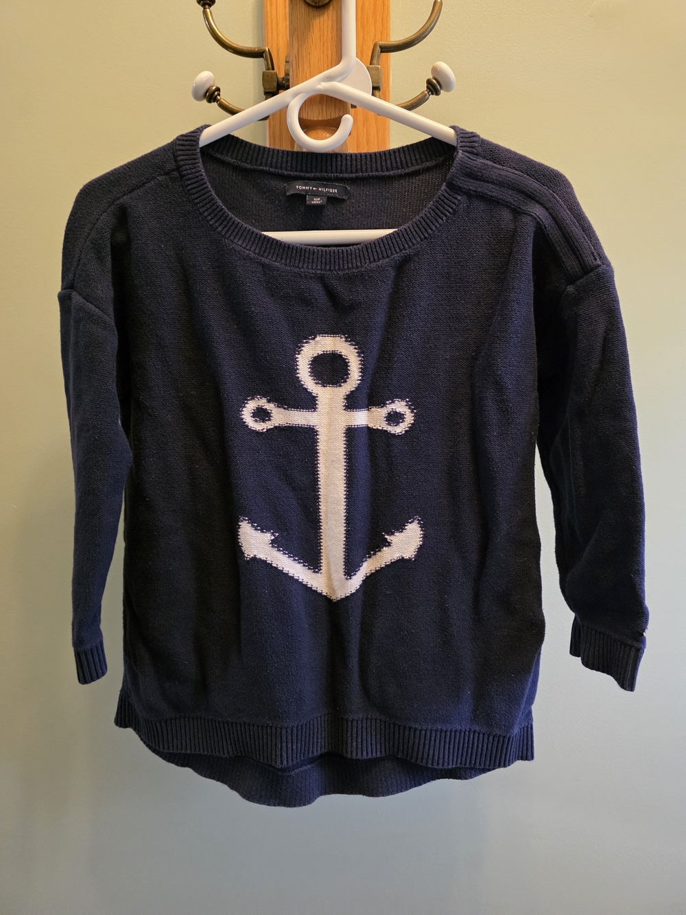 Tommy Hilfiger Navy Crewneck Sweater with White Anchor